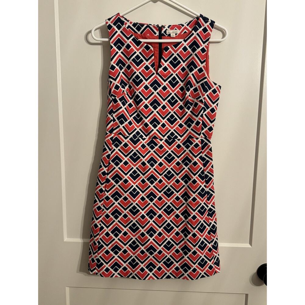 Gap Designed & Crafted Sleeveless Fully Lined Dress Pink And Blue Geometric Sz 2 - Picture 1 of 12